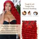 RED Deep Wave Clip in Hair Extensions,Soft Real Human Hair 120g 7pcs,24 Inch Brazilian Remy Wine Red Clip ins for Women,RED Curly Clip ins Silky Hair Extensions