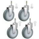 HOLKIE Stem Caster Wheels 4 inch Casters Set of 4, 7/16-Inch Stem Diameter Swivel Castors Heavy Duty TPR Rubber Replacement Castor for Cart, Stool, Mop Bucket, Grill, Shop Vac