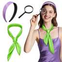 VEKDA 3PCS Women Costume Accessories Purple Headband Green Scarf Halloween Party Cosplay Set for Women Adult with Magnifying Glass