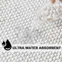 Turquoize Bathroom Rugs Non-Slip Chenille Bath Mat for Bathroom 17 x 24 Inches Extra Soft and Absorbent Shaggy Rugs, Machine Washable Perfect for Bathtub and Shower Floor, 24" X 17", White