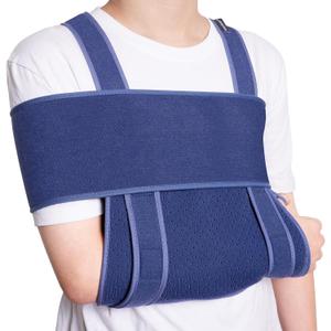 Velpeau Arm Sling for Sleep, Shoulder Immobilizer for Women & Men - Very Soft Sling for Rotator Cuff Tear, Fractured, Dislocation, Broken, Postoperative, Fits Left & Right (Blue, L: Bust 39.5-51.3)