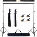 Photo Studio Backdrop Stand Support System,10'x8.5' Adjustable Backdrop Stand Kit with Backdrop Clip and Storage Tote for Portrait and Studio Photography (Black)
