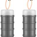 Baderke 2 Pcs Protein Powder Container with Funnels Stand, 4 Stackable Leakproof Protein Powder Dispenser, Portable Keychain Powder Container for Workout, Fitness, Travel(Black)