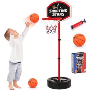 Toddler Basketball Hoop Indoor - Basketball Hoop Toddler, Adjustable Indoor & Outdoor Mini Court - Christmas & Birthday Gift for Ages 4-8 Includes Basketball Goal, Stand and Balls