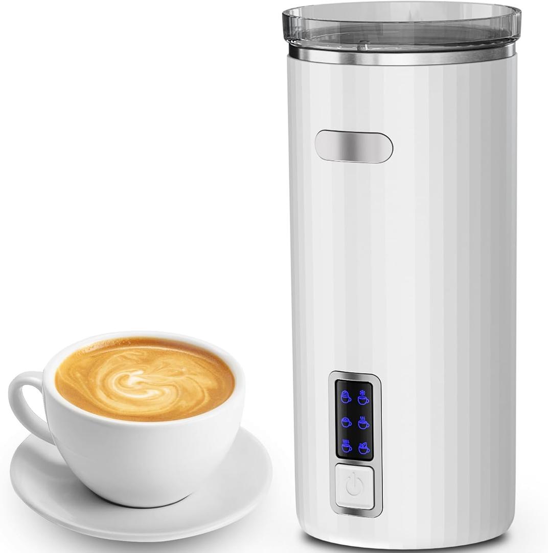 Milk Frother, 6-in-1 Electric Milk Steamer, 8.5oz/250ml Automatic Warm and Cold Foam Maker and Milk Warmer for Latte, Cappuccinos, Macchiato, From the Makers of Instant 400W, White
