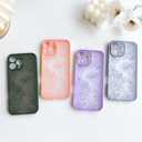 2 x NITITOP Compatible with iPhone 16 Pro Max Case Cute Aesthetic Floral Flower Vintage Rose Pattern Matte Clear Women Girl Full Camera Lens Slim Hard PC Shockproof Pritective Cover - Blue