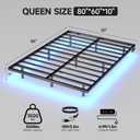 Aelawe Floating Bed Frame Queen Size with LED Lights and Charging Station, Metal Platform Bed, Easy Assembly No Box Spring Needed