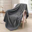 Exclusivo Mezcla Fleece Throw Blanket Extra Large, Super Soft and Warm Blankets for Couch, Sofa and Bed Waffle Textured, Cozy, Fuzzy and Lightweight (Dark Grey, 50x70 Inches)