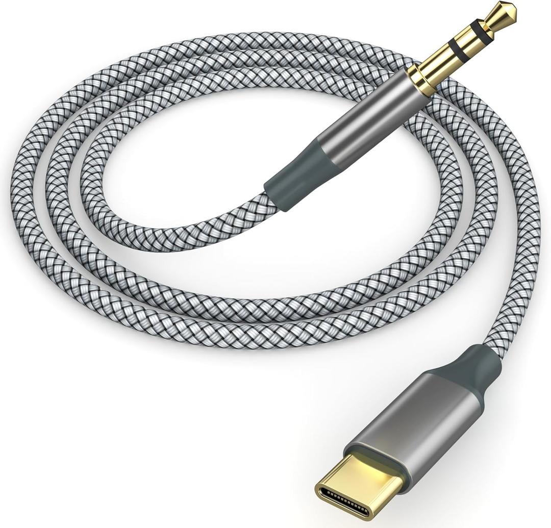 3 x Welldiea USB C to Aux 3.5mm Audio Jack Adapter - Type-C to 3.5mm Headphone Cable Compatible with iPhone 16/15 Series, iPad Pro/Air, Pixel 7 (Grey)