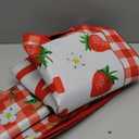 Fourluoo 10 Pcs Strawberry Kitchen Dish Towels Rugs Oven Mitts and Pot Holders Set Farmhouse Kitchen Decor Set for Women Mom Daughter Gift Cooking Baking Grilling (Red and White)