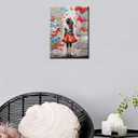 Tucocoo Pictures for Living Room Colorful Butterfly Paintings 1 Pieces Canvas Banksy Girl Street Graffiti Wall Art Modern Artwork Home Decor Giclee Framed Stretched Ready to Hang Gifts 12x16 inches