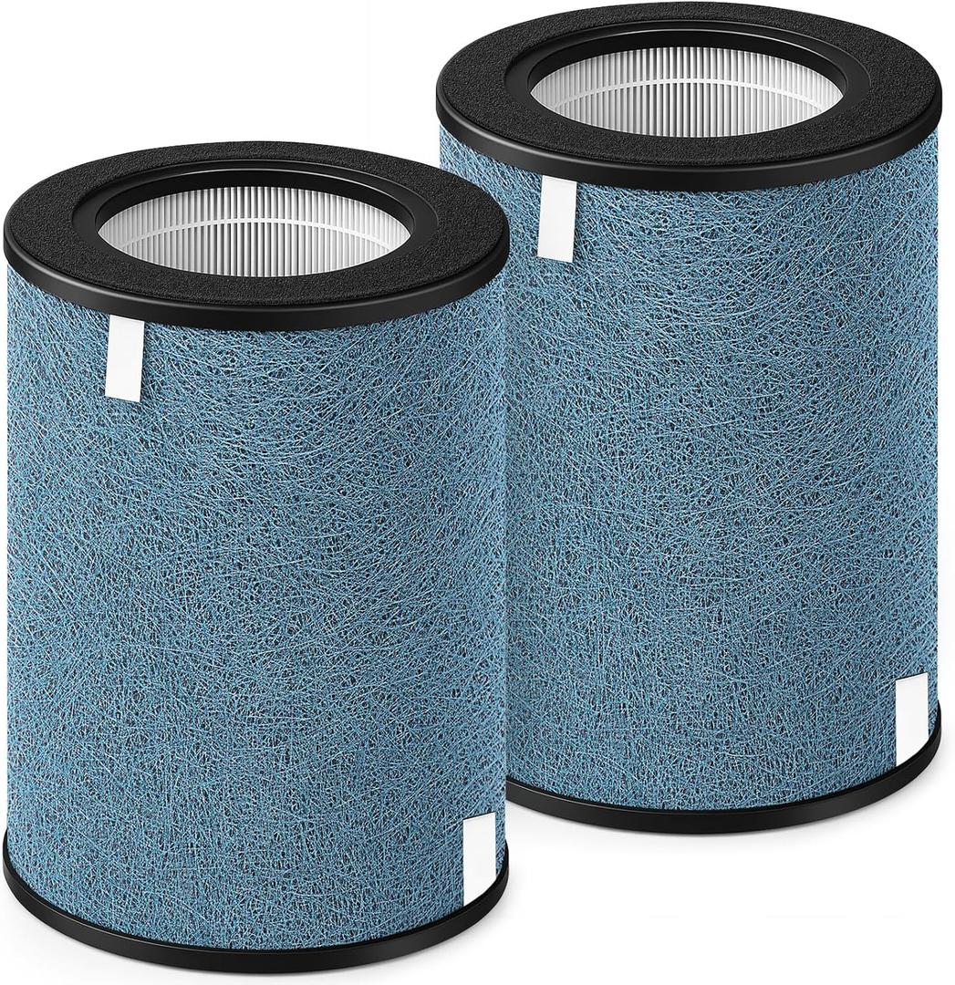 2-Pack HP302 NeverChange Air Purifier Max Replacement Filter for Shark Air Purifier Filter HP301, HP300, HP202, HP232 Series, HC501 Series, AP1000, UA205 Series Air Purifiers, Part # HE3FKPET