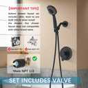 Single-Handle Shower Faucet Set Shower Kit with Valve Shower Head and Handle Set Shower Trim Kit with 6 Modes ABS Handheld Shower and Trim Kit Matte Black