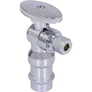 Midline Valve 92325QS-NL-Q 1/4 Turn Press Angle Stop Valve, 1/2" Press x 1/4" OD, Chrome Plated Brass, 6 cubic inches