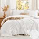 Bedsure Queen Comforter Set White, Soft Prewashed Queen Size Bedding, Quilted Comforter with Clover Design, Down Alternative Comforter for All Seasons, 3 Pieces Bed Set with 2 Pillow Shams