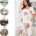 POPYOUNG Womens Pajama Sets Summer Ladies Pjs 2 Piece Loungewear Capri with Pockets Sleepwear