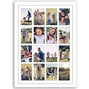 Americanflat 4x6 Collage Picture Frame with Polished Plexiglass - Multi Picture Frames Fit Sixteen 4x6 Photos or Use as One 18x26 Poster Frame for Wall Display - Signature Collection - White