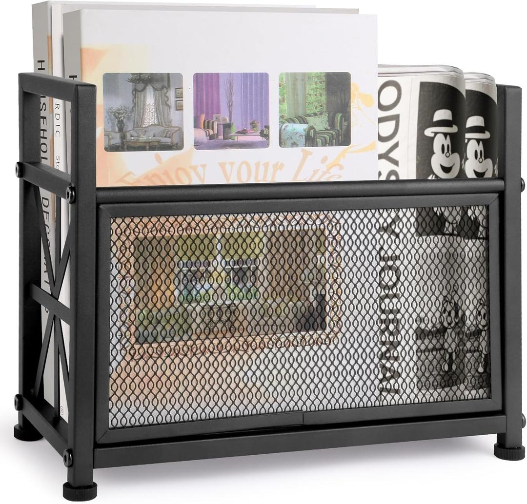 Black Magazine Holder, Metal Magazine Rack Floor, Mesh Magazine File Holder, Magazine Storage Basket, Magazine Holders for ClassroomMagazine Stand for Desk, Folder Organizer Bin for Books