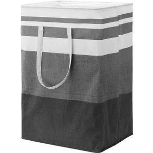 2 Pack Large Laundry Basket, Waterproof Freestanding Laundry Hamper with Long Handles Collapsible Clothes Hamper Durable Tall Laundry Bin, Clothes Hamper for Bedroom, Bathroom, Dorm