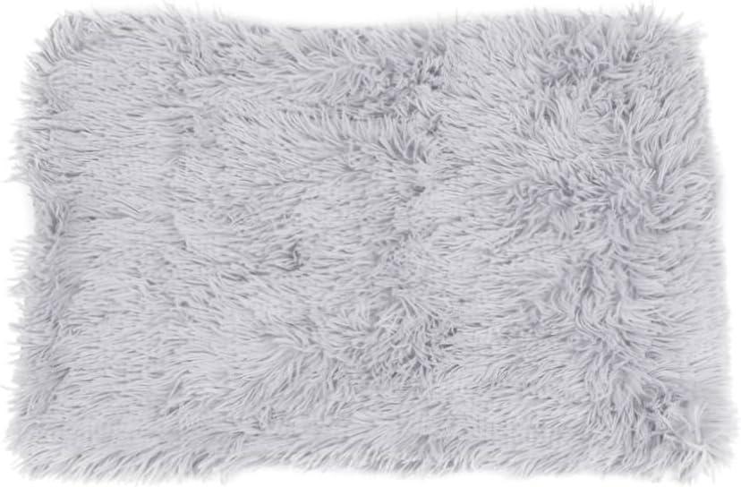 Yardwe 1pc Plush Faux Blanket for Pets Warm Dog Cat Sleep Mat Soft Blanket Light Grey for Kittens, Size 36*24 inch, Grey