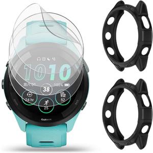 Watch Screen Protector Compatible for Garmin Forerunner 265, Film Anti Scratch High Definition Full Coverage and Soft TPU Protective Case