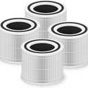 Core 300 Replacement Filter for LEVOIT Core 300 Core 300-P Core 300S Core 300S-P Vortex Air Air Purifier, 3-in-1 High-Efficiency Activated Carbon, Core 300-RF, 4 Pack, White