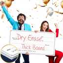 Giant Dry Erase Check - 16" x 32", Reusable Big Oversized Blank Check for Presentation - Great Photo-Op for Fundraisers, Charity & Donation Events