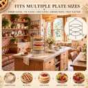 3 Tier Pie Plate Stand, Wrought Iron Dessert Display Rack, Plates Not Included, for 10 to 12 Inch Pie Plates, 9.25" Center Rings, Detachable, for Pies, Cakes, Desserts & Dinner Plates