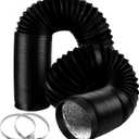 VIVOSUN Dryer Vent Hose, 4 inch Aluminum Foil Ducting, 25FT Long Heavy-Duty Dryer Hose Vent Kit for HVAC Ventilation, Exhaust, Duct Fan Systems, Black Flexible Air Duct w/ 2 Clamps