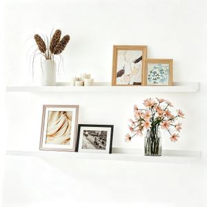 White Floating Shelves for Wall Decor, 32 in Shelf with Lip Set of 2, 31.5in