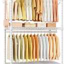 ULIFHOME P1 Rolling Clothes Rack Heavy Duty, Metal Closet Clothing Rack with Lockable Wheels, Portable Wardrobe Closet for Hanging Clothes, 35.5" W x 15.7" D x 80.5" H, Hold 500lbs, White