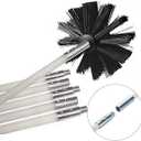 Chimney Cleaning Brush Kit, Duct Vent Cleaning Set with 5 Pcs Bendable Connectable Flexible Rods, 1 M8 Thread and 1Pcs Replaceable Brush Head, Drainage Pipeline Flue Cleaning Tool