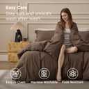 Bedsure 100% Washed Cotton Duvet Cover King Size - Brown Minimalist Bedding Set Linen Like - PureWoven Plain Simple & Soft Comforter Cover for All Seasons (Brown, King, 104"x90")
