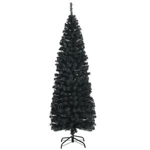 6ft Unlit Artificial Christmas Pencil Tree Black w/Metal Stand Black