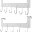 ACMETOP Over The Door Hooks, Aluminum Over The Door Hanger, Heavy Duty Over The Door Towel Rack, Brush Finish - 5 Hooks & 6 Hooks, (Matte Silver)