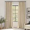 ANRODUO Beige Velvet Curtains 96 Inches Long Blackout Thermal Insulated Soundproof Curtain Privacy Room Darkening Curtains Pinch Pleat Window Drapes for Bedroom Living Room Set of 2