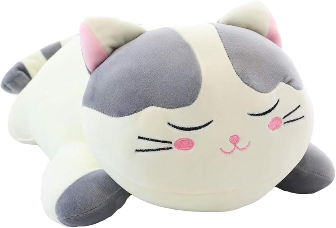 Cat Big Plush Hugging Pillow, Super Soft Kitten Kitty Stuffed Animals Toy Gifts for Kids, Girls, Bed, Christmas, Valentine 21.7" (Gray)