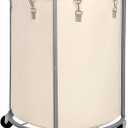 STO STO Rolling Laundry Hamper with Wheels  185L (48 Gallon) Extra Large Industrial Clothes Laundry Basket with Removable Bag, Round Cart Sorter for Bedroom, Hotel, Beige & Gray