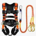 TRSMIMA Safety Harness Fall Protection - Roofing Harness Kit Men Full Body Construction Harness with Lanyard for Work Upgrade 4 Quick Buckles Orange