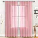 SpaceDresser Sheer Voile Window Treatment Rod Pocket Curtain Panels for Kitchen Bedroom Living Room Drapes Sunlight Filtering Privacy Semi Home Decor Assorted Colors Sizes (Blush, 52 W x 63 L)