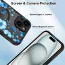 OOK Magnetic Case Fit for iPhone 15 Plus 6.7 Inch (Compatible with MagSafe) Soft TPU and Hard PC Phone Cover with Blue Floral Flowers Anti-Scratch Shockproof Protection Case for Women