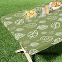 homing Rectangle Printed Fabric Tablecloth, Elastic Fitted Table Cloth for 6 Foot Tables, Washable Polyester Table Cover for Outdoor, Picnic, Camping and Indoor (Line Leaf, 30" x 72")