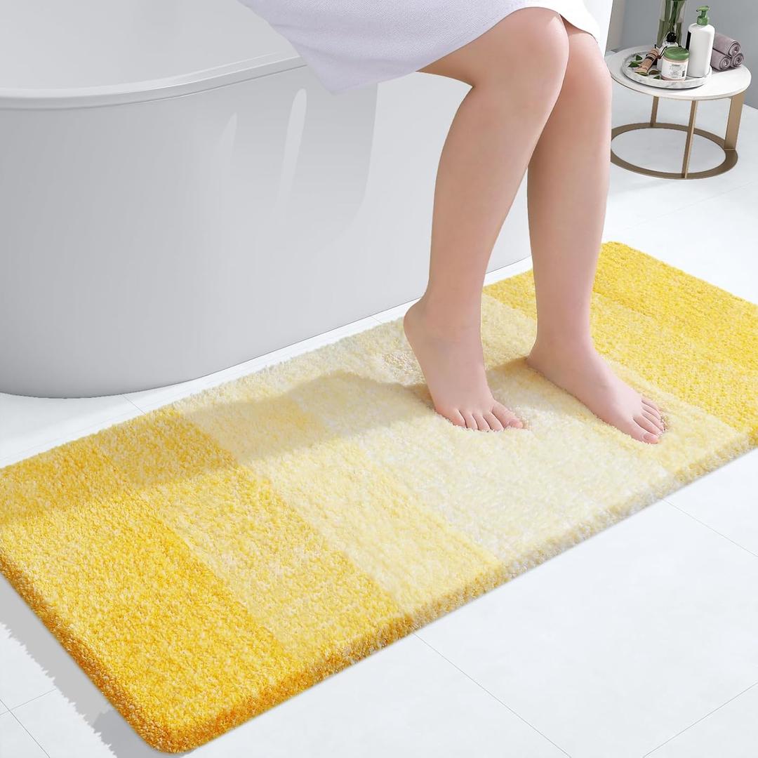 OLANLY Large Bathroom Rugs Mat 40x24, Extra Soft Absorbent Microfiber Bath Rugs, Rubber Backing, Quick Dry, Machine Washable Bath Mat for Bathroom Floor, Tub and Shower, Home Decor Accessories, Yellow