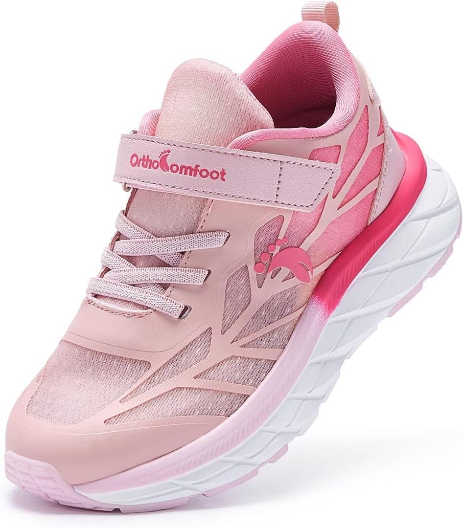 Kids Orthopedic Tennis Shoes for Boys and Girls: Comfortable Casual Plantar Fasciitis Arch Support Athletic Running Sneakers, Orthotic Breathable School Sports Walking Shoes for Foot and Pain Relief (2.5 Little Kid, W4-Pink)