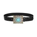 GORGLITTER Women's Western Belts Turquoise Cowgirl Counrty Concho Buckle Belts Vintage Bohemian Black suit waist size:29.5-33.5"