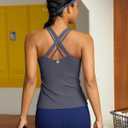 RUNNING GIRL Tank top with Built in Bra for Women,Compression Shirts Crisscross Back Workout Yoga Tops (XXL)
