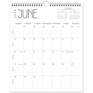 2 x Guasslee Wall Calendar 2026-2027, 14"x11.5" Vertical Wall Calendar 2026, 13-Month Desk/Wall Calendar From 2026 Jun - 2027 Jun, Monthly Hanging Planner Spiral Bound For School Home Office Organizing