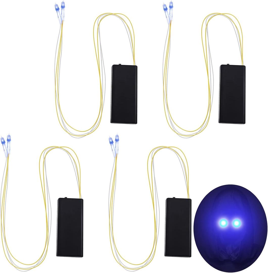 4 Pcs Halloween Glowing LED Light Up Eyes for Mask Cosplay Laser Eyes with Battery Box, Battery Not Included(Blue Light)