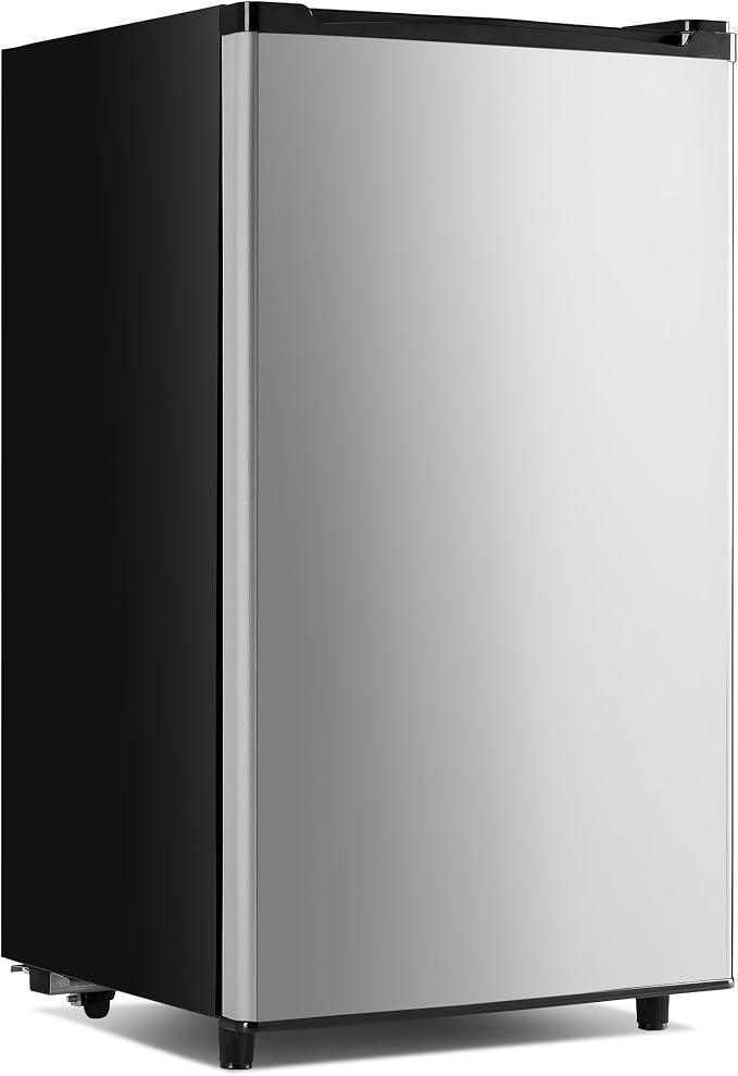 NEWBULIG Mini Fridge with Freezer 3.2 Cu.Ft Small Refrigerator for Office, Dorm, Small Fridge with Adjustable Thermostat, Energy Saving, Singel Door, Sliver : Home & Kitchen