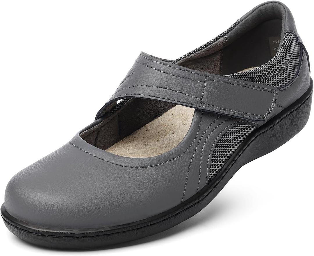 Oviaric Women's Classic Comfort Mary Jane Flats Fashion Casual Dress Shoes Cute Closed Toe Slip On Lightweight Breathable Walking Shoes, Size 10